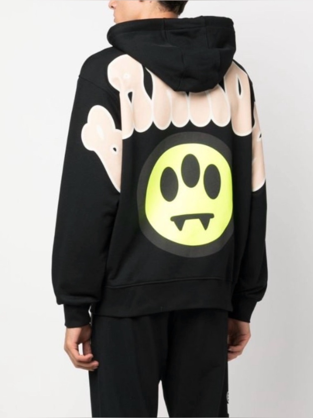 BARROW Italy Black Smile Graphic Hoodie Size Large
